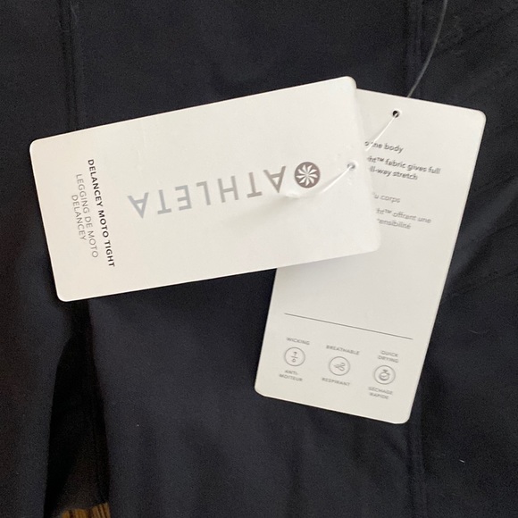 New with tags Athleta Delancey Moto Tight Color: Black SMALL Pocket legging - Picture 7 of 8